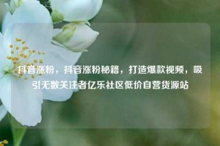 抖音涨粉，抖音涨粉秘籍，打造爆款视频，吸引无数关注者亿乐社区低价自营货源站