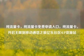 纯流量卡，纯流量卡免费申请入口，纯流量卡，开启无限制移动通信之旅亿乐社区SUP货源站