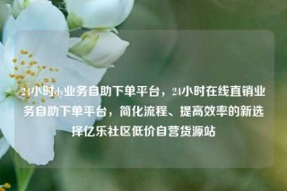24小时dy业务自助下单平台，24小时在线直销业务自助下单平台，简化流程、提高效率的新选择亿乐社区低价自营货源站