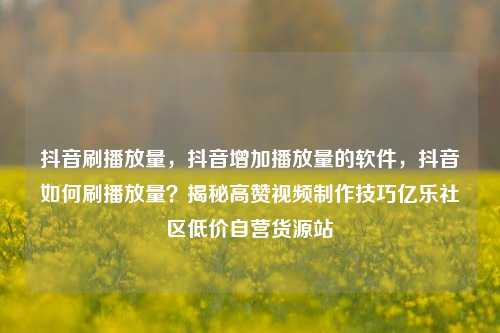抖音刷播放量	，抖音增加播放量的软件，抖音如何刷播放量？揭秘高赞视频制作技巧亿乐社区低价自营货源站  第1张
