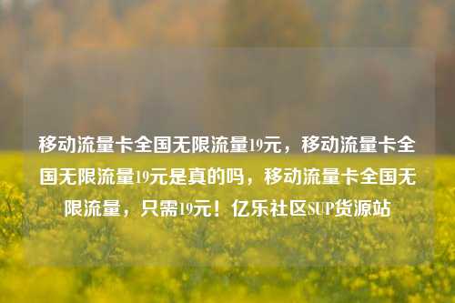 移动流量卡全国无限流量19元，移动流量卡全国无限流量19元是真的吗，移动流量卡全国无限流量	，只需19元！亿乐社区SUP货源站  第1张