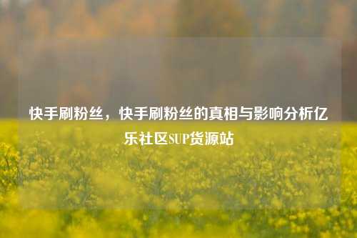 快手刷粉丝，快手刷粉丝的真相与影响分析亿乐社区SUP货源站  第1张
