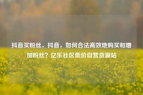 抖音买粉丝，抖音，如何合法高效地购买和增加粉丝？亿乐社区低价自营货源站  第1张