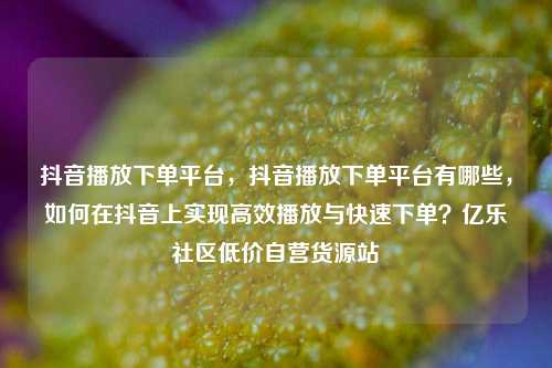 抖音播放下单平台，抖音播放下单平台有哪些，如何在抖音上实现高效播放与快速下单？亿乐社区低价自营货源站  第1张
