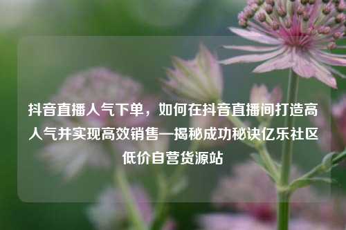 抖音直播人气下单	，如何在抖音直播间打造高人气并实现高效销售—揭秘成功秘诀亿乐社区低价自营货源站  第1张